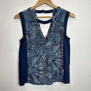 BCBG MAXAZRIA Crosby Parisian Blue Sleeveless V-Neck Tank Top